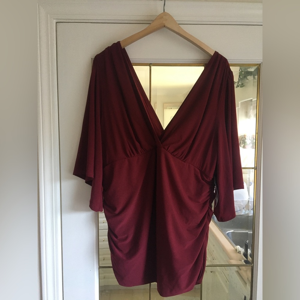 Sz 3X Cranberry red  Kiyonna faux wrap top sz 3 NWT